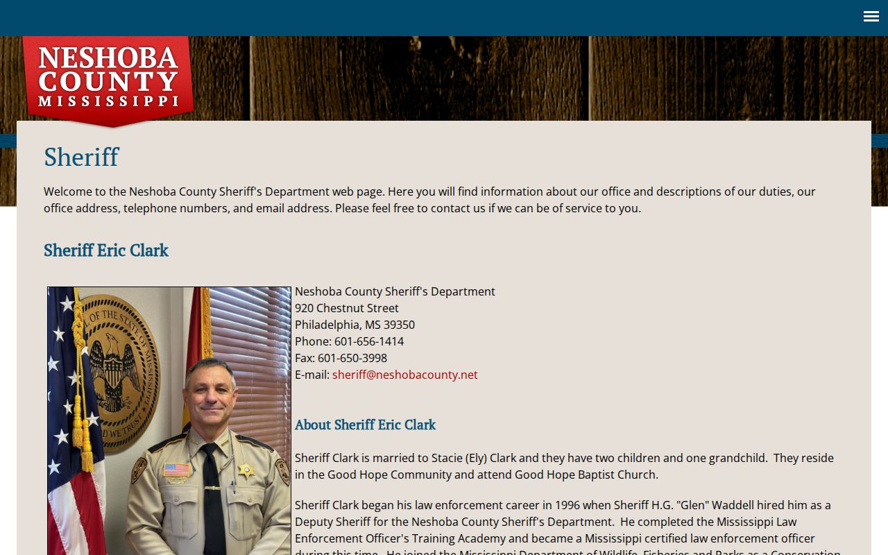 Neshoba County sheriff release records contact page