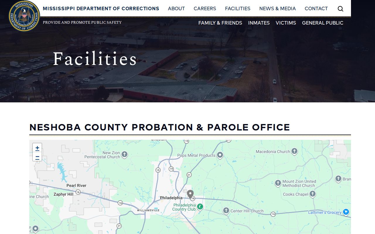 Neshoba County probation and parole office record page