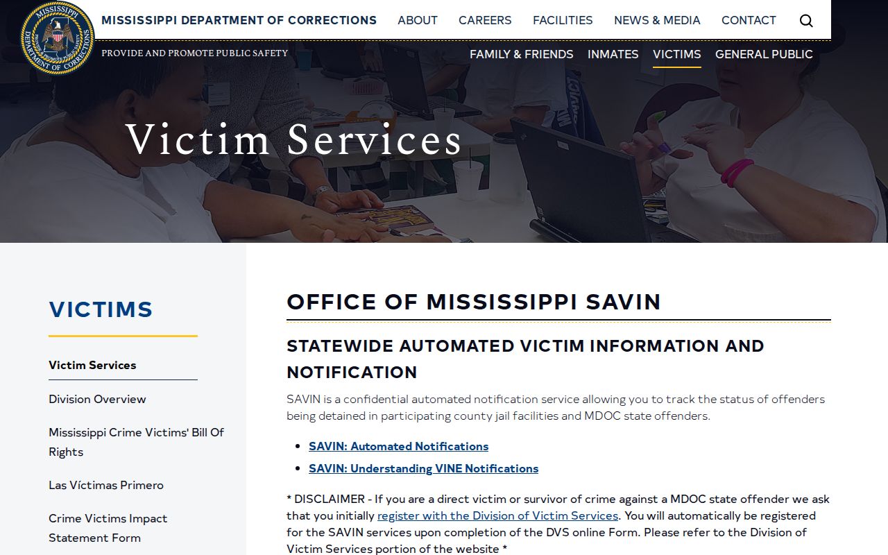 Mississippi SAVIN office information for Neshoba County VINELink inmate searches